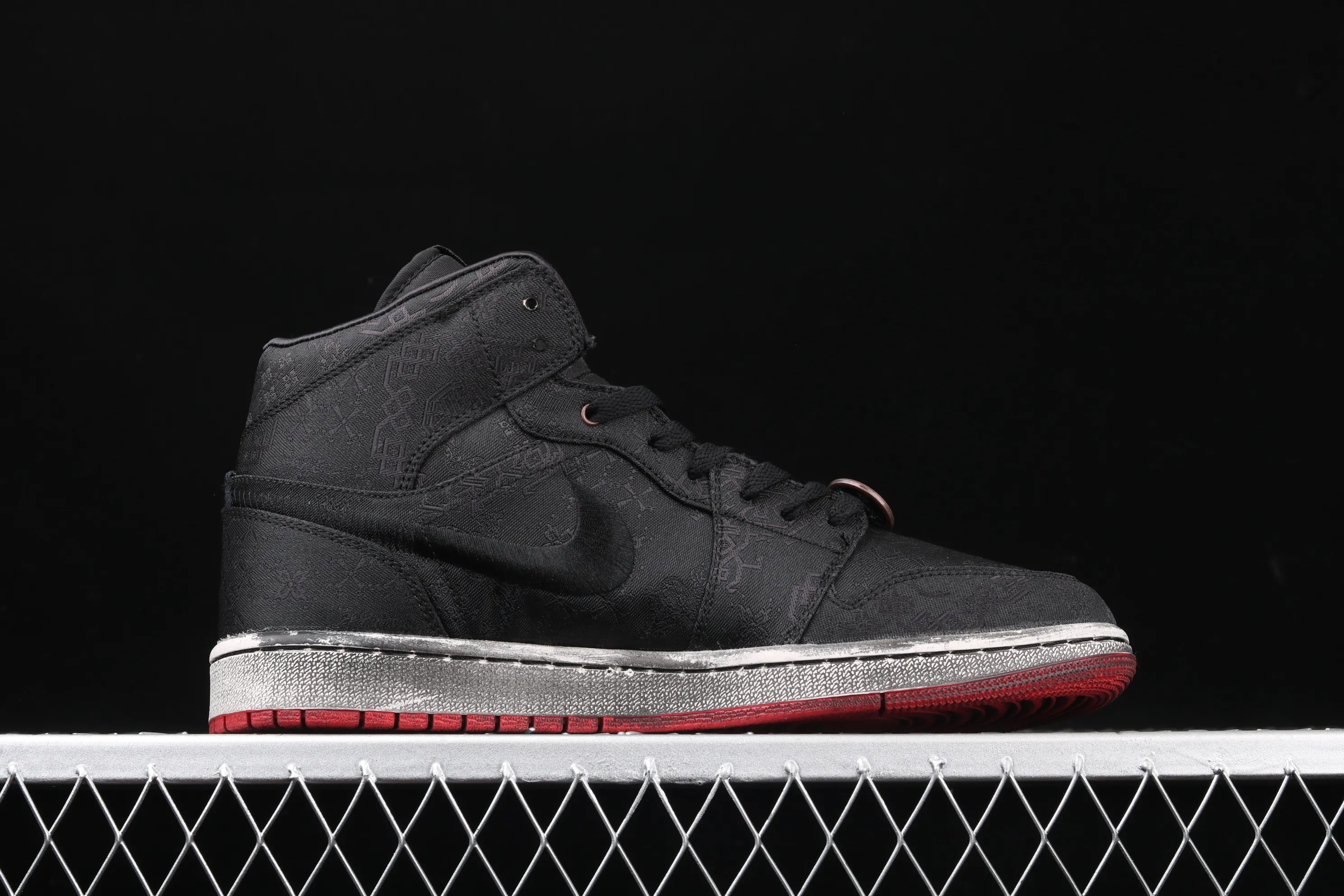 All categories Air Jordan Jordan series basketball shoes Air Jordan 1 Mid CLOT x Air Jordan 1 Mid "Fearless" AJ1 Joe 1 mid-top distressed black silk CU2804-002